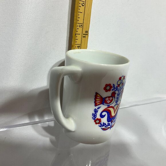 Vintage Berggren Swedish Folk Art Mug Birds & Tulips 3/$17 - Picture 7 of 8